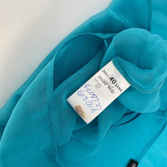 Dolce & Gabbana Vintage Aqua Transparent Silk 2-Piece Dress w/ Floral Appliqué - Picture 16 of 16